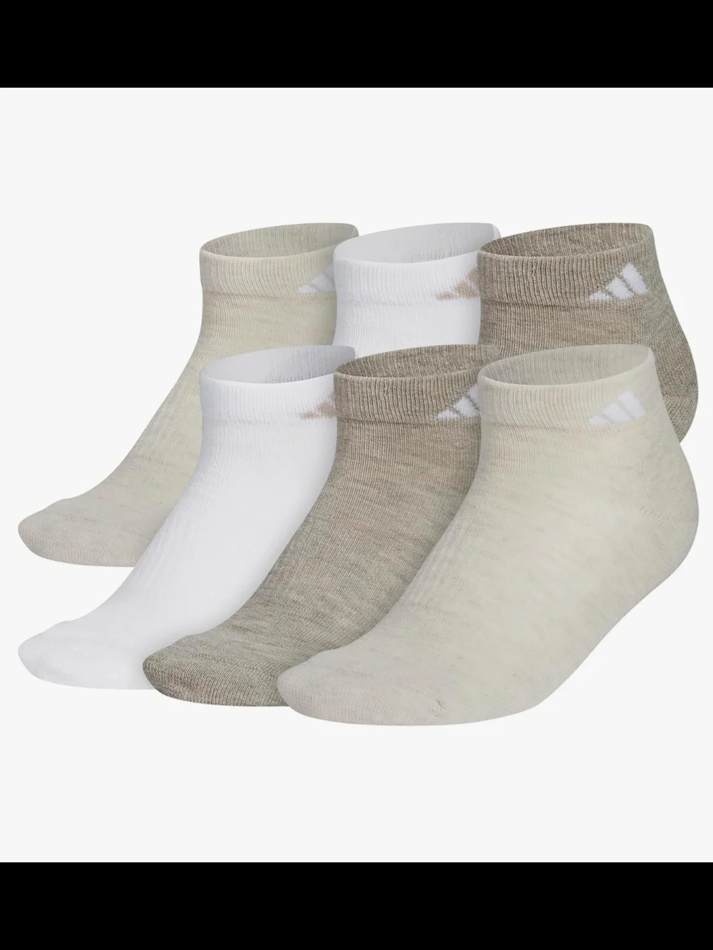 adidas Athletic Cushioned 6-Pack Low-Cut Athletic Socks Womens Size 5-10